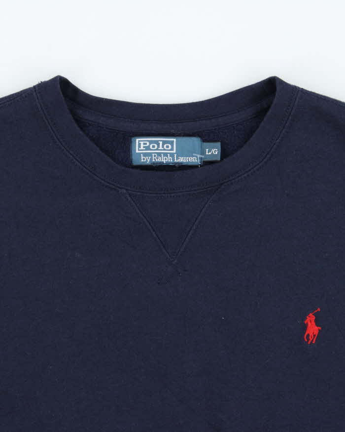 Vintage Y2K 00s Polo Ralph Lauren Navy Classic Crewneck Sweatshirt - L