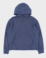 Vintage Y2K 00s Polo Ralph Lauren Heavyweight Leather Patch Pullover Hoodie - L