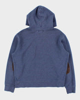 Vintage Y2K 00s Polo Ralph Lauren Heavyweight Leather Patch Pullover Hoodie - L