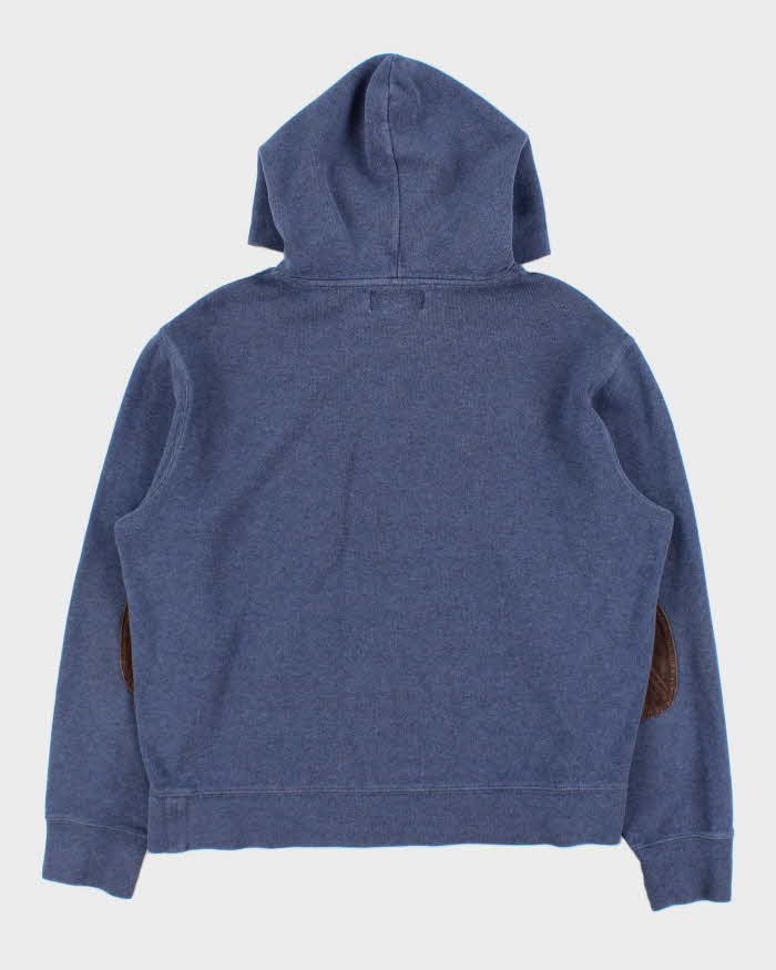 Vintage Y2K 00s Polo Ralph Lauren Heavyweight Leather Patch Pullover Hoodie - L