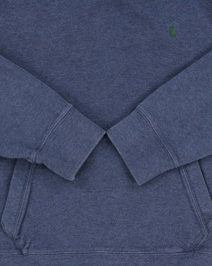 Vintage Y2K 00s Polo Ralph Lauren Heavyweight Leather Patch Pullover Hoodie - L