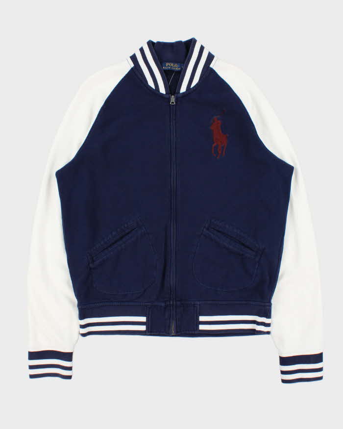 Vintage Polo Ralph Lauren Large Pony Zip-Up Varsity Sweatshirt Bomber - L