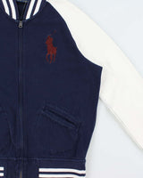 Vintage Polo Ralph Lauren Large Pony Zip-Up Varsity Sweatshirt Bomber - L
