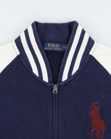 Vintage Polo Ralph Lauren Large Pony Zip-Up Varsity Sweatshirt Bomber - L