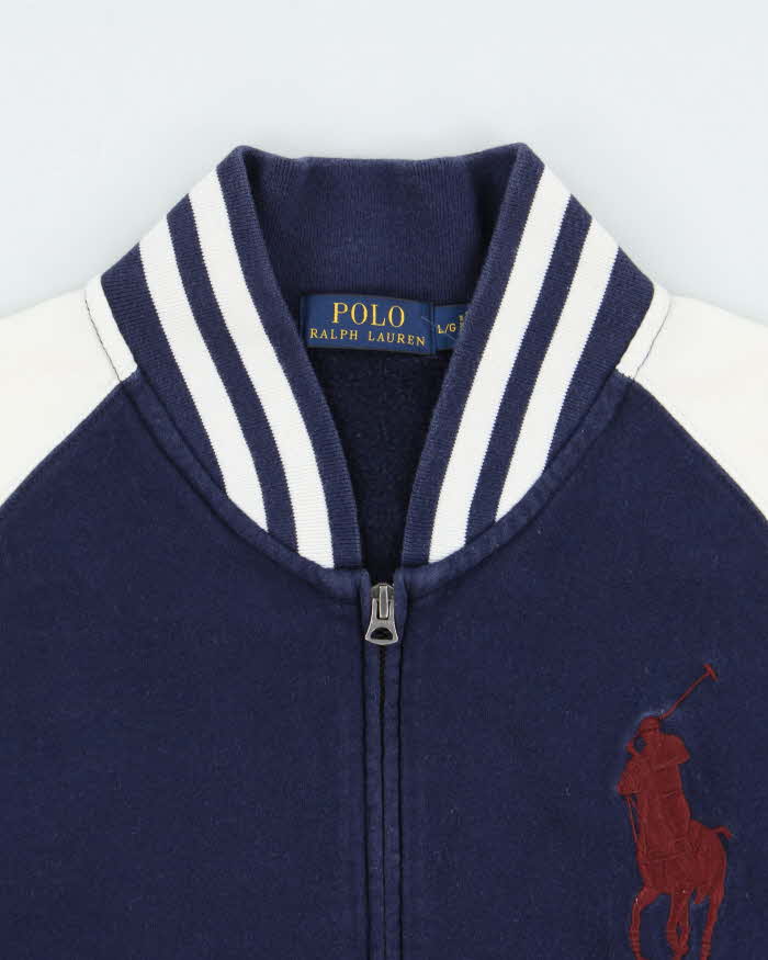 Vintage Polo Ralph Lauren Large Pony Zip-Up Varsity Sweatshirt Bomber - L