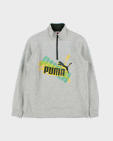 Vintage Y2K 00s Puma Jamaica Marl Grey Quarter-Zip Sweatshirt - S