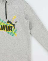 Vintage Y2K 00s Puma Jamaica Marl Grey Quarter-Zip Sweatshirt - S