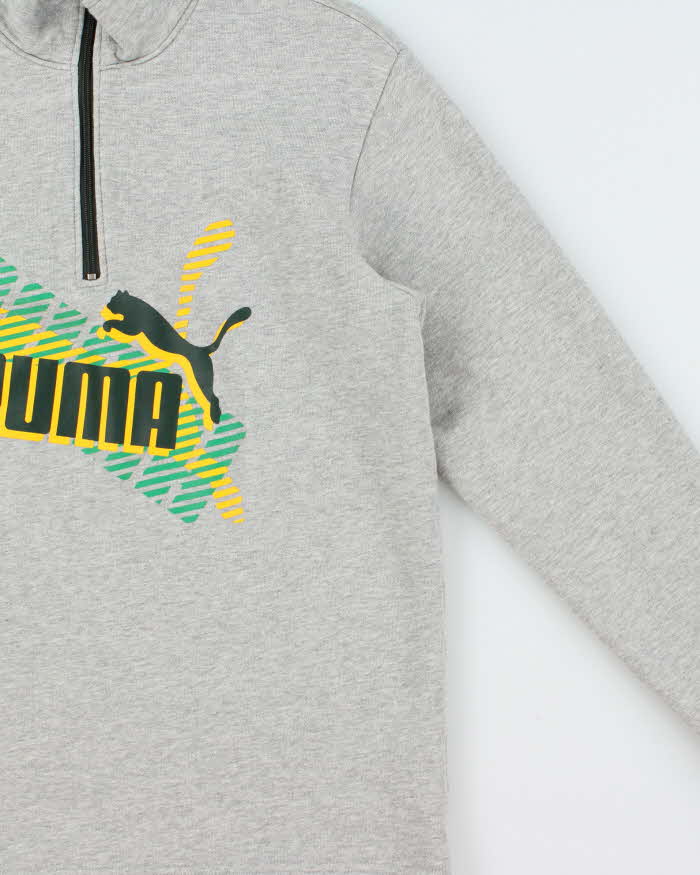 Vintage Y2K 00s Puma Jamaica Marl Grey Quarter-Zip Sweatshirt - S