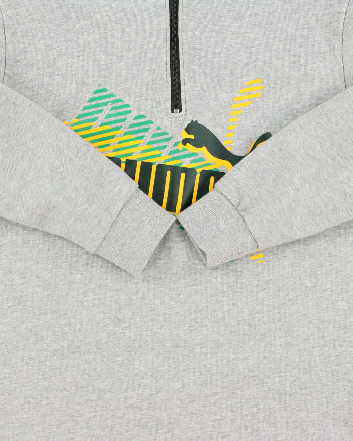 Vintage Y2K 00s Puma Jamaica Marl Grey Quarter-Zip Sweatshirt - S