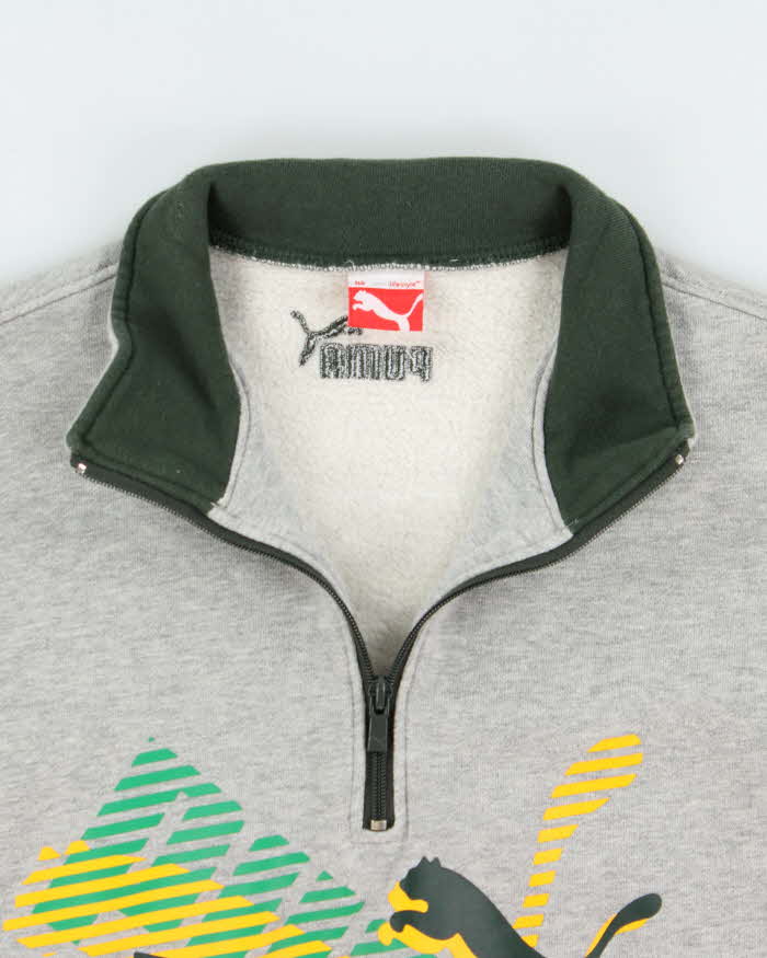 Vintage Y2K 00s Puma Jamaica Marl Grey Quarter-Zip Sweatshirt - S