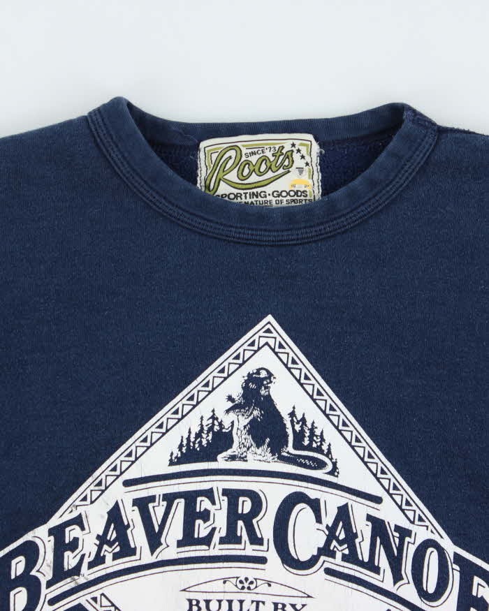 Vintage 1990s Roots Navy Heavyweight Crewneck Sweatshirt - M