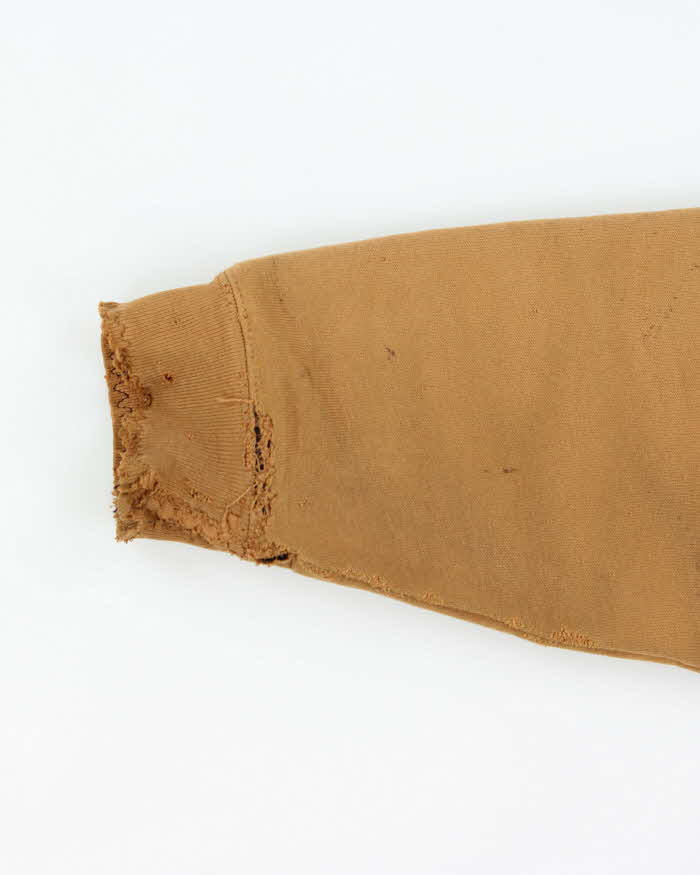 Vintage Carhartt J149 Tan Thermal Lined Distressed Full-Zip Workwear Hoodie - M