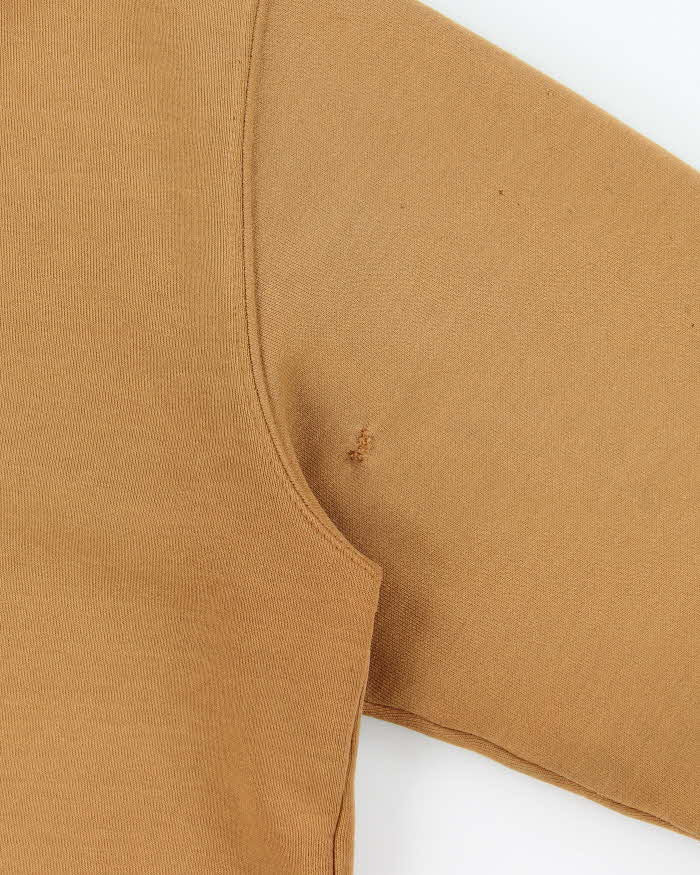 Vintage Carhartt J149 Tan Thermal Lined Distressed Full-Zip Workwear Hoodie - M