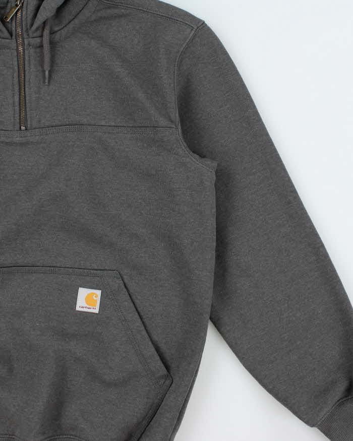 Vintage Carhartt Rain Defender Fleece Lined Heavyweight Loose Fit Quarter-Zip Hoodie - M