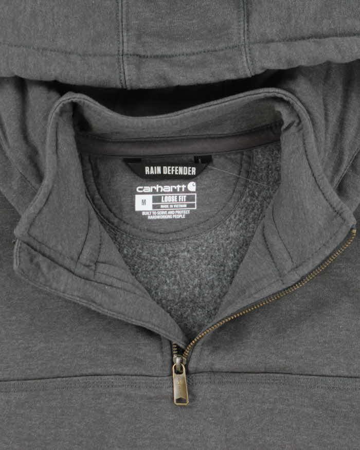 Vintage Carhartt Rain Defender Fleece Lined Heavyweight Loose Fit Quarter-Zip Hoodie - M