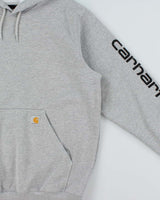 Vintage Carhartt Marl Grey Midweight Sleeve Logo Loose Fit Pullover Hoodie - L