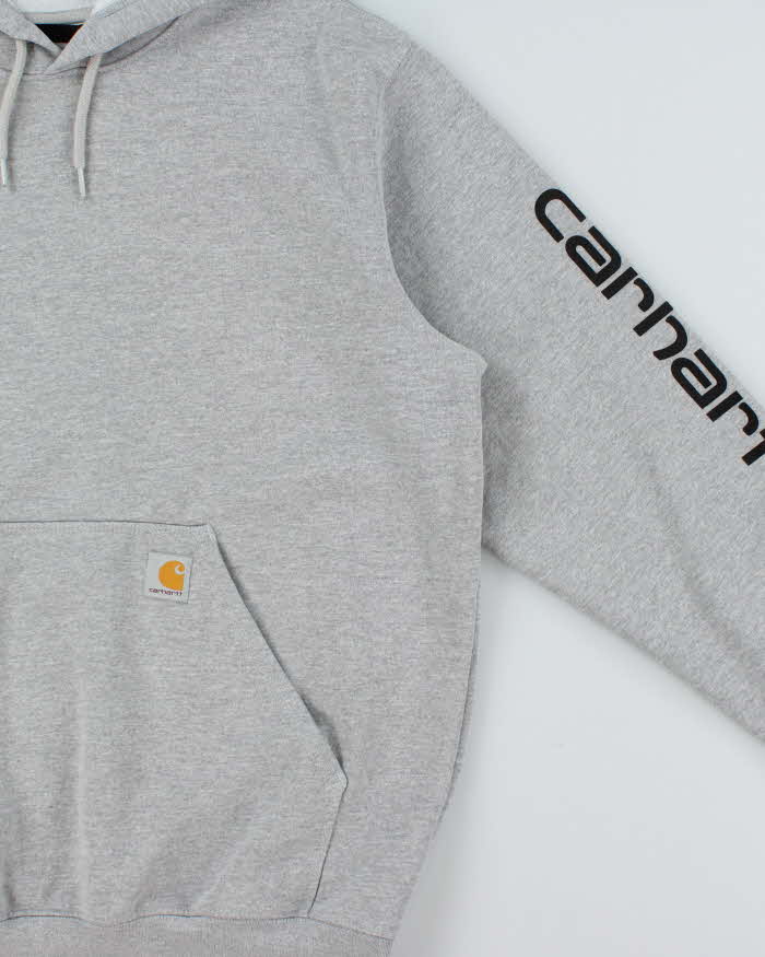 Vintage Carhartt Marl Grey Midweight Sleeve Logo Loose Fit Pullover Hoodie - L