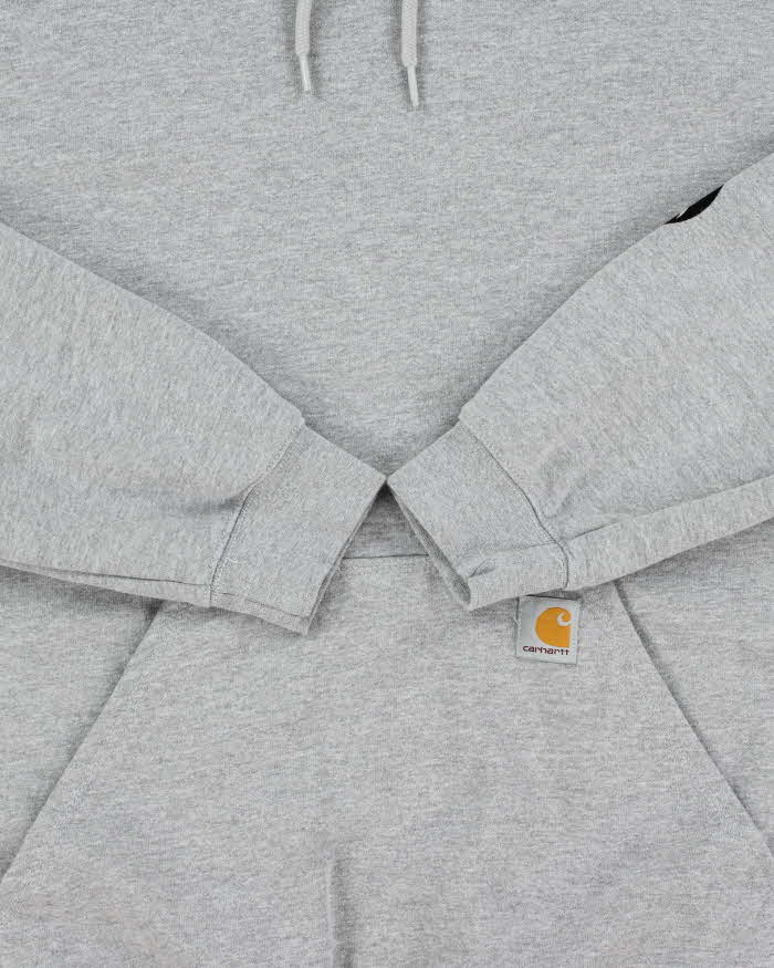Vintage Carhartt Marl Grey Midweight Sleeve Logo Loose Fit Pullover Hoodie - L