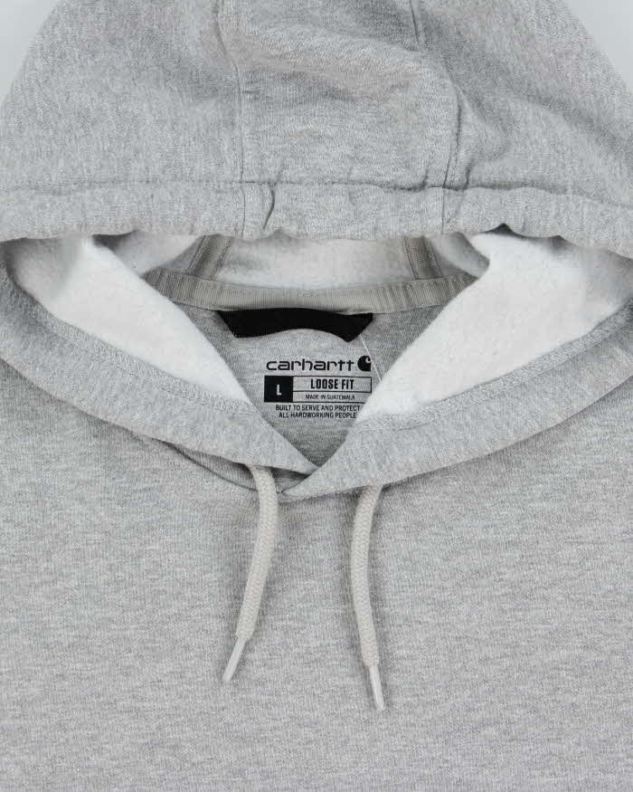 Vintage Carhartt Marl Grey Midweight Sleeve Logo Loose Fit Pullover Hoodie - L