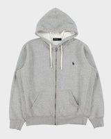 Vintage Polo Ralph Lauren Marl Grey Heavyweight Full-Zip Hoodie - L