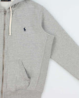 Vintage Polo Ralph Lauren Marl Grey Heavyweight Full-Zip Hoodie - L