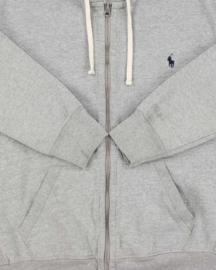 Vintage Polo Ralph Lauren Marl Grey Heavyweight Full-Zip Hoodie - L