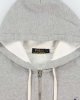 Vintage Polo Ralph Lauren Marl Grey Heavyweight Full-Zip Hoodie - L