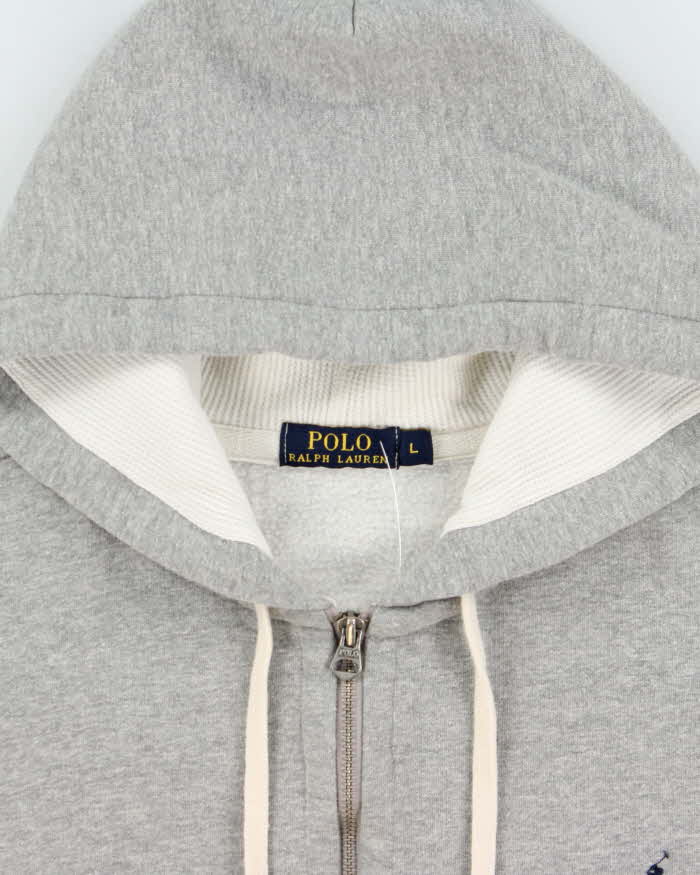 Vintage Polo Ralph Lauren Marl Grey Heavyweight Full-Zip Hoodie - L