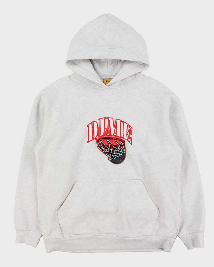 Dime Basketball Bowl Patch Marl Grey Heavyweight Pullover Hoodie - L