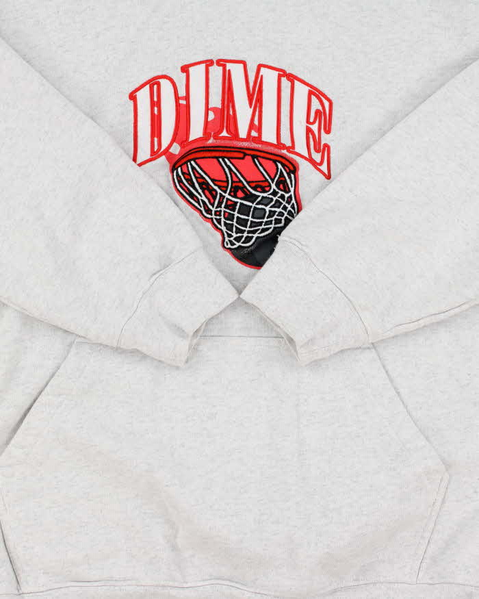 Dime Basketball Bowl Patch Marl Grey Heavyweight Pullover Hoodie - L