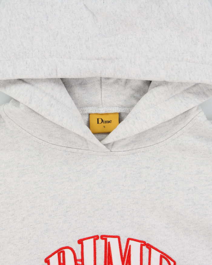 Dime Basketball Bowl Patch Marl Grey Heavyweight Pullover Hoodie - L