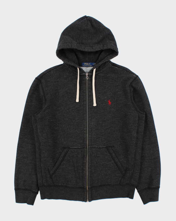 Vintage Polo Ralph Lauren Marl Grey Heavyweight Full-Zip Hoodie - M
