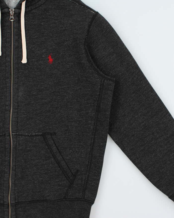 Vintage Polo Ralph Lauren Marl Grey Heavyweight Full-Zip Hoodie - M