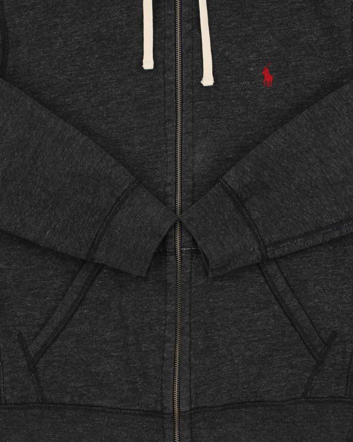 Vintage Polo Ralph Lauren Marl Grey Heavyweight Full-Zip Hoodie - M