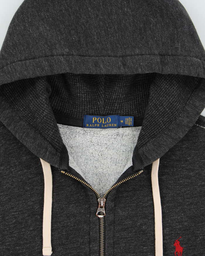 Vintage Polo Ralph Lauren Marl Grey Heavyweight Full-Zip Hoodie - M