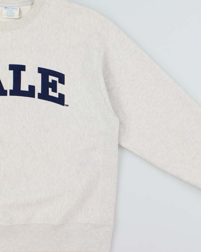 Vintage Champion Yale University Heavyweight Reverse Weave Marl Grey Crewneck Sweatshirt - L