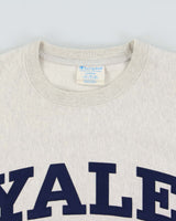 Vintage Champion Yale University Heavyweight Reverse Weave Marl Grey Crewneck Sweatshirt - L