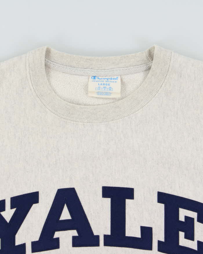 Vintage Champion Yale University Heavyweight Reverse Weave Marl Grey Crewneck Sweatshirt - L