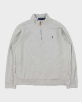 Vintage Polo Ralph Lauren Marl Grey Quarter-Zip Sweatshirt - XL