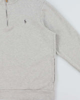 Vintage Polo Ralph Lauren Marl Grey Quarter-Zip Sweatshirt - XL