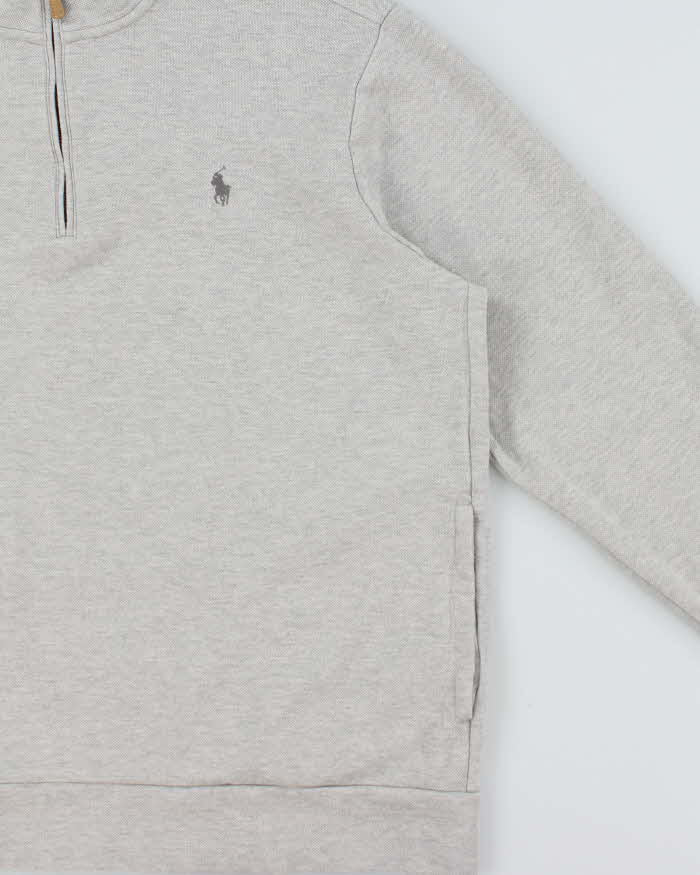 Vintage Polo Ralph Lauren Marl Grey Quarter-Zip Sweatshirt - XL
