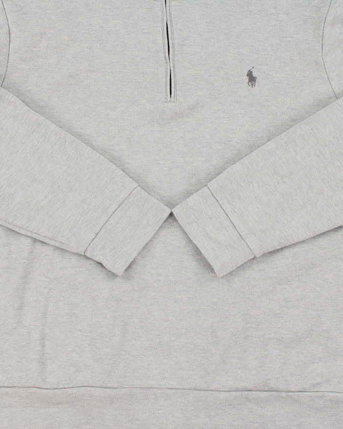 Vintage Polo Ralph Lauren Marl Grey Quarter-Zip Sweatshirt - XL