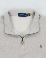 Vintage Polo Ralph Lauren Marl Grey Quarter-Zip Sweatshirt - XL