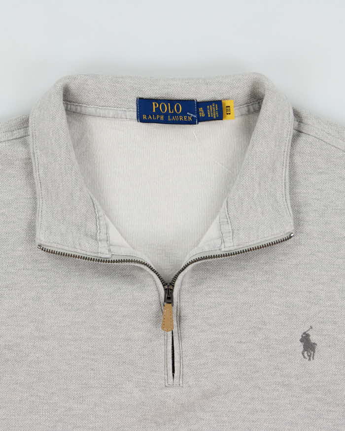 Vintage Polo Ralph Lauren Marl Grey Quarter-Zip Sweatshirt - XL