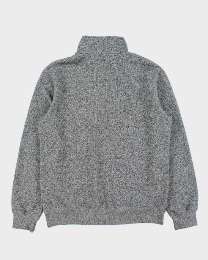 Vintage Y2K 00s Roots Marl Grey Felt Logo Quarter-Zip Sweatshirt - M