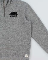 Vintage Y2K 00s Roots Marl Grey Felt Logo Quarter-Zip Sweatshirt - M