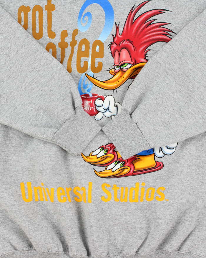 Vintage 1990s Universal Studios Woody The Woodpecker Marl Grey Crewneck Sweatshirt - L