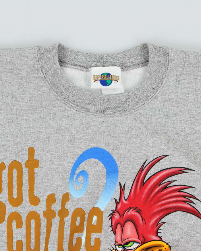 Vintage 1990s Universal Studios Woody The Woodpecker Marl Grey Crewneck Sweatshirt - L