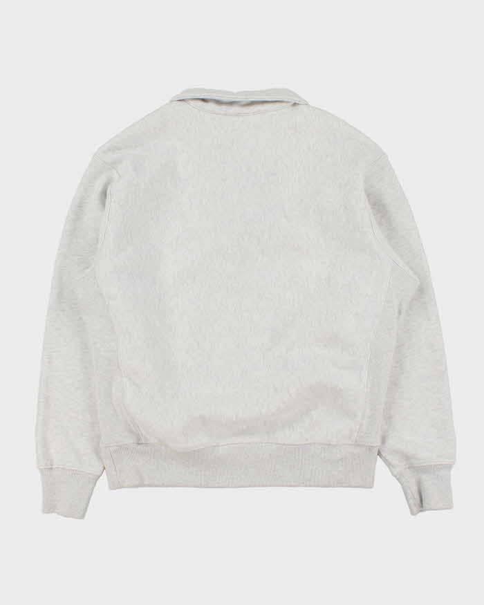 Vintage Champion Heavyweight Reverse Weave Grey Marl Collared Quarter-Zip Sweatshirt - M