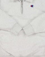 Vintage Champion Heavyweight Reverse Weave Grey Marl Collared Quarter-Zip Sweatshirt - M